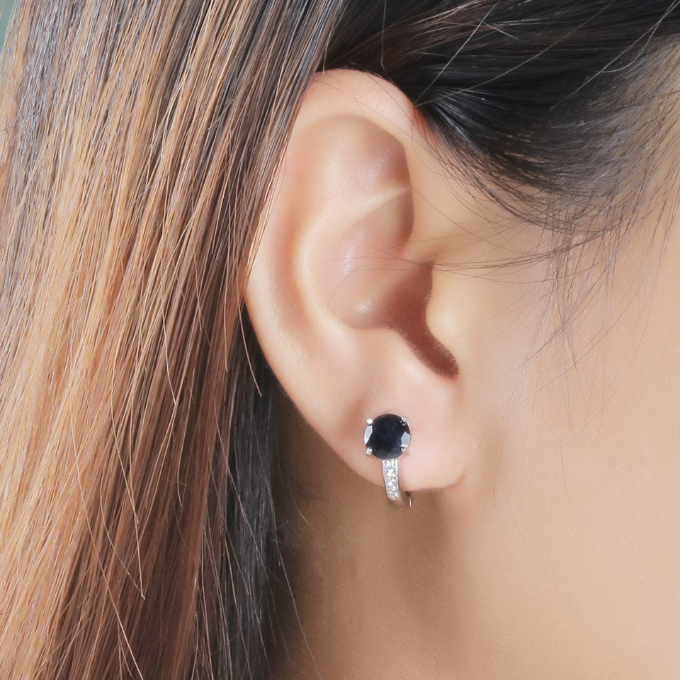 C2C Natural Sapphire 100% Real 925 Sterling Silver Ladies Earrings