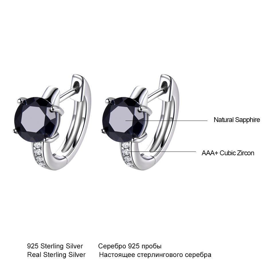 C2C Natural Sapphire 100% Real 925 Sterling Silver Ladies Earrings