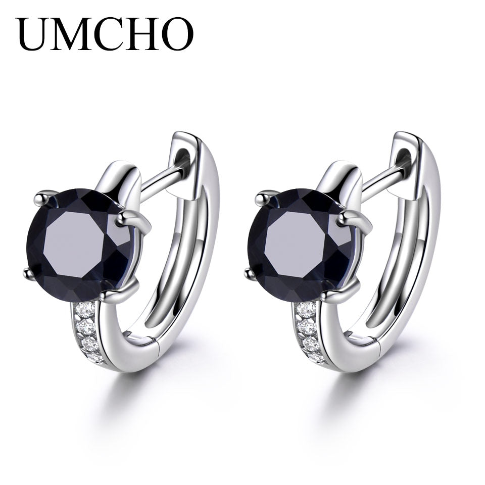 C2C Natural Sapphire 100% Real 925 Sterling Silver Ladies Earrings